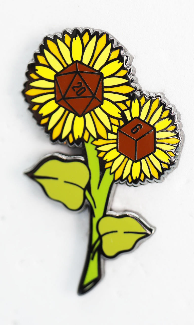 Foam Brain Games Hollow Hearts Enamel Pin: Dice Sunflower